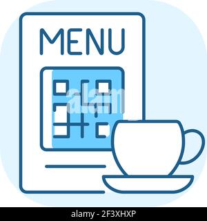 QR menu blue RGB color icon Stock Vector