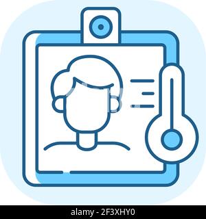 Contactless temperature screening blue RGB color icon Stock Vector