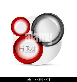 Circle web layout - digital techno spheres - web banner, button or icon with text. Glossy swirl color abstract circle design, hi-tech futuristic symbol with color rings and grey metallic element. Circle web layout - digital techno spheres - web banner, button or icon with text. Glossy swirl color abstract circle design, hi-tech futuristic symbol with color rings and grey metallic element. Vector illustration Stock Vector