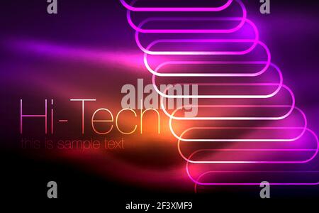 Glowing ellipses dark background, waves and swirl, neon light effect, shiny vector magic effects. Glowing ellipses dark background, waves and swirl, neon light effect, shiny magic effects. Vector illustration Stock Vector