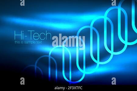 Glowing ellipses dark background, waves and swirl, neon light effect, shiny vector magic effects. Glowing ellipses dark background, waves and swirl, neon light effect, shiny magic effects. Vector illustration Stock Vector