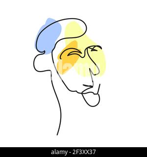 Surreal face abstract portrait of human head in line art Stock Vector