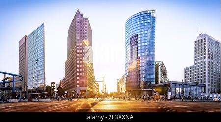 panoramic view at the potsdamer platz while sunset, berlin Stock Photo