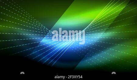 Smooth light effect, straight lines on glowing shiny neon dark background. Energy technology idea. Smooth light effect, straight lines on glowing shiny neon dark background. Energy technology idea. Vector illustration Stock Vector