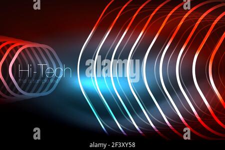 Outline hexagons, glowing geometric shapes, digital techno abstract background. Outline hexagons, glowing geometric shapes, digital techno abstract background, vector illustration Stock Vector
