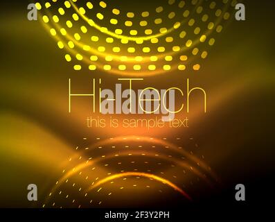 Glowing neon dotted shape abstract background, technology shiny concept design, magic space geometric background. Glowing neon dotted shape abstract background, technology shiny concept design, magic space geometric background. Vector illustration Stock Vector