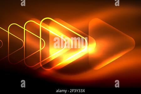 Glowing vector triangle geometric shapes in dark space. Glowing vector triangle geometric shape in dark spaces. Vector abstract background Stock Vector