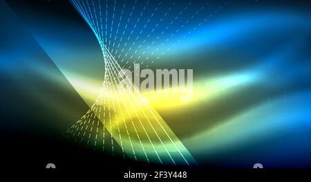 Smooth light effect, straight lines on glowing shiny neon dark background. Energy technology idea. Smooth light effect, straight lines on glowing shiny neon dark background. Energy technology idea. Vector illustration Stock Vector