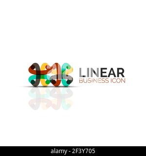 Abstract flower or star minimalistic linear icon, thin line geometric flat symbol for business icon design, abstract button or emblem. Abstract flower or star minimalistic linear icon, thin line geometric flat symbol for business icon design, abstract button or emblem. Vector illustration isolated on white created with color segments Stock Vector