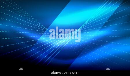 Smooth light effect, straight lines on glowing shiny neon dark background. Energy technology idea. Smooth light effect, straight lines on glowing shiny neon dark background. Energy technology idea. Vector illustration Stock Vector