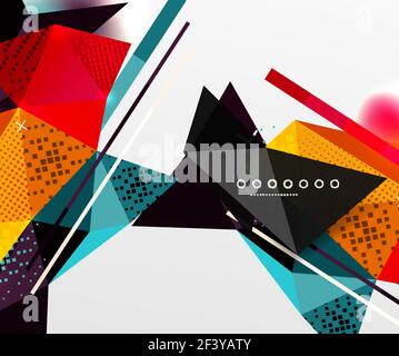 Abstract geometric background, polygonal triangle elements, lines and material textures, holographic elements. Abstract geometric background, polygonal triangle elements, lines and material textures, holographic elements. Vector modern abstract template Stock Vector