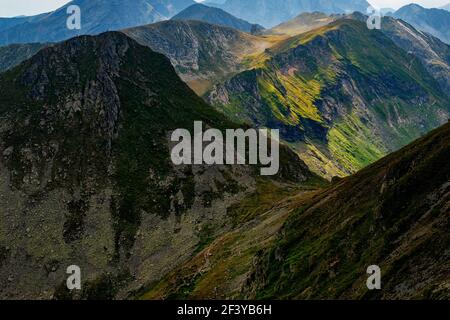 Landscape from the rocky Fagaras mountains in Romania in the summer Stock Photo