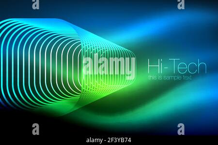 Glowing ellipses dark background, waves and swirl, neon light effect, shiny vector magic effects. Glowing ellipses dark background, waves and swirl, neon light effect, shiny magic effects. Vector illustration Stock Vector