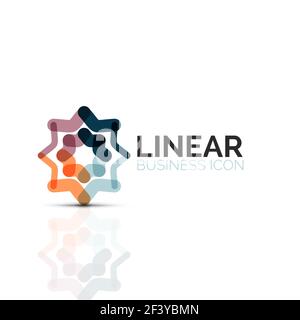 Abstract flower or star, linear thin line icon. Minimalistic business geometric shape symbol created with line segments. Abstract flower or star, linear thin line icon. Minimalistic business geometric shape symbol created with line segments. Vector illustration Stock Vector