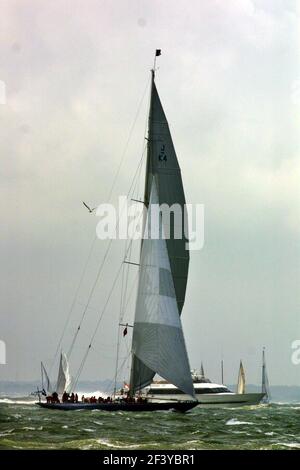 Endeavour(C) one of the original J4 class yachts aug 2001 racing at Cowes... Stock Photo