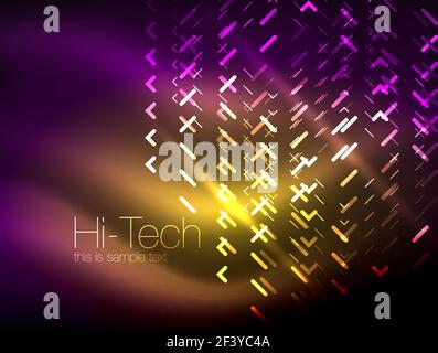 Futuristic neon lights on dark background, digital abstract techno backgrounds. Futuristic neon lights on dark background, digital abstract techno backgrounds. Glowing shiny lines template with sparkle effects Stock Vector