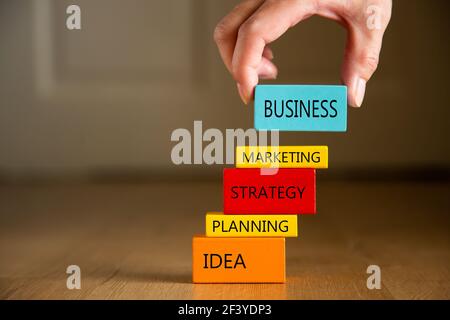 Business conceptual word on wooden blocks - Business Conceptual Stock Photo