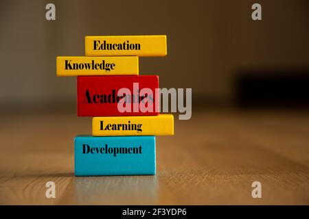 Education conceptual word on wooden blocks - Education Conceptual Stock Photo