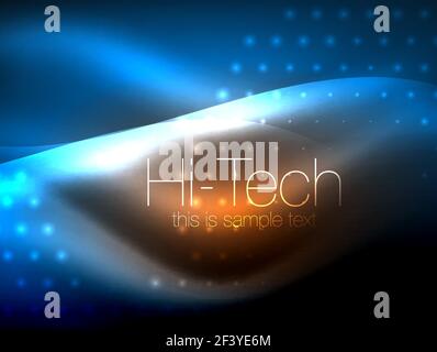 Glittering neon glowin wave, techno modern art abstract background, magical shiny template. Glittering neon glowin wave, techno modern art abstract background, magical shiny template. Vector illustration Stock Vector
