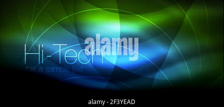 Glossy light effect neon glowing waves, shiny lights. Glossy light effect neon glowing waves, shiny lights. Digital techno futuristic abstract background, vector illustration Stock Vector