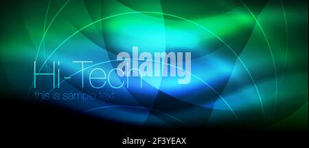 Glossy light effect neon glowing waves, shiny lights. Glossy light effect neon glowing waves, shiny lights. Digital techno futuristic abstract background, vector illustration Stock Vector