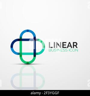 Abstract flower or star minimalistic linear icon, thin line geometric flat symbol for business icon design, abstract button or emblem. Abstract flower or star minimalistic linear icon, thin line geometric flat symbol for business icon design, abstract button or emblem. Vector illustration isolated on white created with color segments Stock Vector