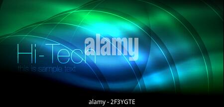 Glossy light effect neon glowing waves, shiny lights. Glossy light effect neon glowing waves, shiny lights. Digital techno futuristic abstract background, vector illustration Stock Vector