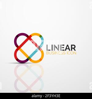 Abstract flower or star minimalistic linear icon, thin line geometric flat symbol for business icon design, abstract button or emblem. Abstract flower or star minimalistic linear icon, thin line geometric flat symbol for business icon design, abstract button or emblem. Vector illustration isolated on white created with color segments Stock Vector