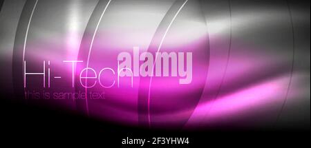 Glossy light effect neon glowing waves, shiny lights. Glossy light effect neon glowing waves, shiny lights. Digital techno futuristic abstract background, vector illustration Stock Vector