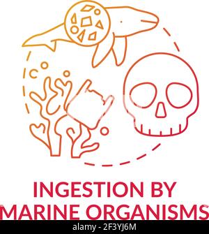 Ingestion by marine organisms concept icon Stock Vector