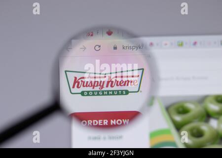 New York, USA - 18 March 2021: Krispy Kreme company logo icon on website, Illustrative Editorial Stock Photo