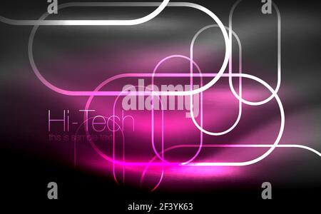 Glowing ellipses dark background, waves and swirl, neon light effect, shiny vector magic effects. Glowing ellipses dark background, waves and swirl, neon light effect, shiny magic effects. Vector illustration Stock Vector