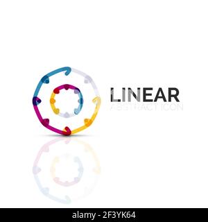 Abstract flower or star minimalistic linear icon, thin line geometric flat symbol for business icon design, abstract button or emblem. Abstract flower or star minimalistic linear icon, thin line geometric flat symbol for business icon design, abstract button or emblem. Vector illustration isolated on white created with color segments Stock Vector
