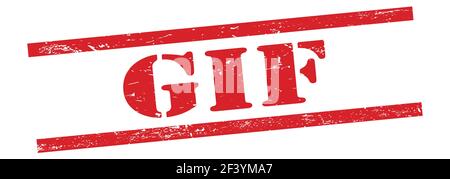 GIF text on red grungy vintage round rubber stamp Stock Photo - Alamy