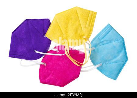 Colorful FFP2 masks isolated on a white background Stock Photo