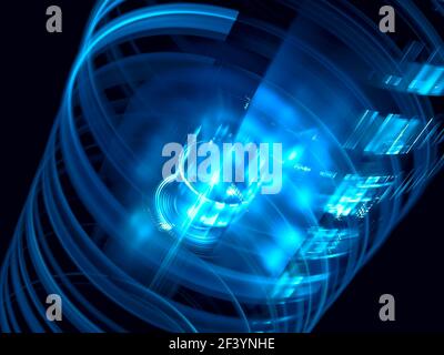 Glowing inclined pipe on a dark background - abstract 3d illustration Stock Photo