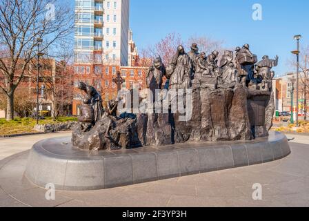 The Irish Memorial in I-95 Park commemorating The Irish immigrants, Philadelphia Pennsylvania Stock Photo