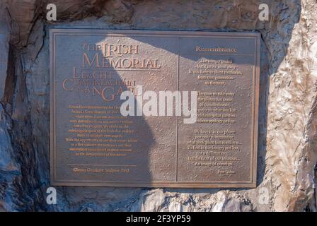 The Irish Memorial in I-95 Park commemorating The Irish immigrants, Philadelphia Pennsylvania Stock Photo