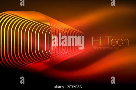 Glowing ellipses dark background, waves and swirl, neon light effect, shiny vector magic effects. Glowing ellipses dark background, waves and swirl, neon light effect, shiny magic effects. Vector illustration Stock Vector