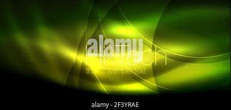 Glossy light effect neon glowing waves, shiny lights. Glossy light effect neon glowing waves, shiny lights. Digital techno futuristic abstract background, vector illustration Stock Vector