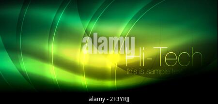 Glossy light effect neon glowing waves, shiny lights. Glossy light effect neon glowing waves, shiny lights. Digital techno futuristic abstract background, vector illustration Stock Vector