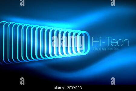 Glowing ellipses dark background, waves and swirl, neon light effect, shiny vector magic effects. Glowing ellipses dark background, waves and swirl, neon light effect, shiny magic effects. Vector illustration Stock Vector
