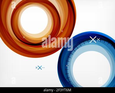 Flying abstract circles, vector geometric background, color air bubbles, web banner template, business or technology presentation background or elements. Flying red and blue abstract circles, vector geometric background, color air bubbles, web banner template, business or technology presentation background or elements, vector illustration Stock Vector
