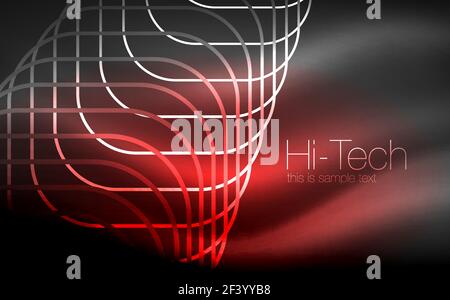 Glowing ellipses dark background, waves and swirl, neon light effect, shiny vector magic effects. Glowing ellipses dark background, waves and swirl, neon light effect, shiny magic effects. Vector illustration Stock Vector