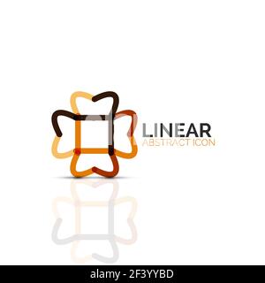 Abstract flower or star minimalistic linear icon, thin line geometric flat symbol for business icon design, abstract button or emblem. Abstract flower or star minimalistic linear icon, thin line geometric flat symbol for business icon design, abstract button or emblem. Vector illustration isolated on white created with color segments Stock Vector