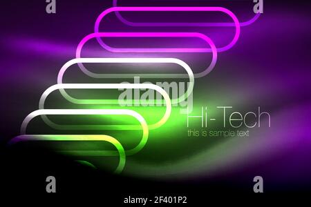 Glowing ellipses dark background, waves and swirl, neon light effect, shiny vector magic effects. Glowing ellipses dark background, waves and swirl, neon light effect, shiny magic effects. Vector illustration Stock Vector