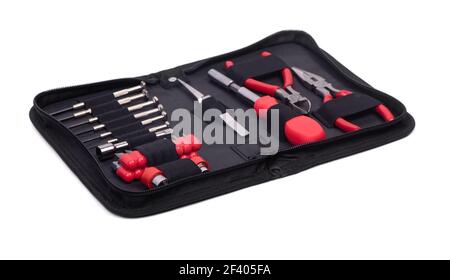 Set of different tools in a case isolated over white Stock Photo