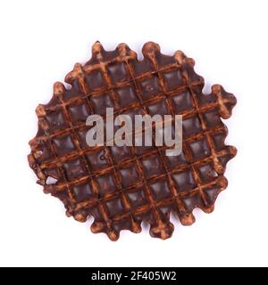 Waffles with chocolate topping isolated on white background Stock Photo