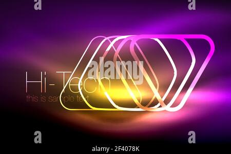 Glowing vector triangle geometric shapes in dark space. Glowing vector triangle geometric shape in dark spaces. Vector abstract background Stock Vector