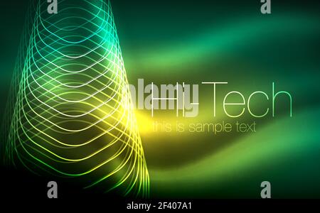 Outline hexagons, glowing geometric shapes, digital techno abstract background. Outline hexagons, glowing geometric shapes, digital techno abstract background, vector illustration Stock Vector